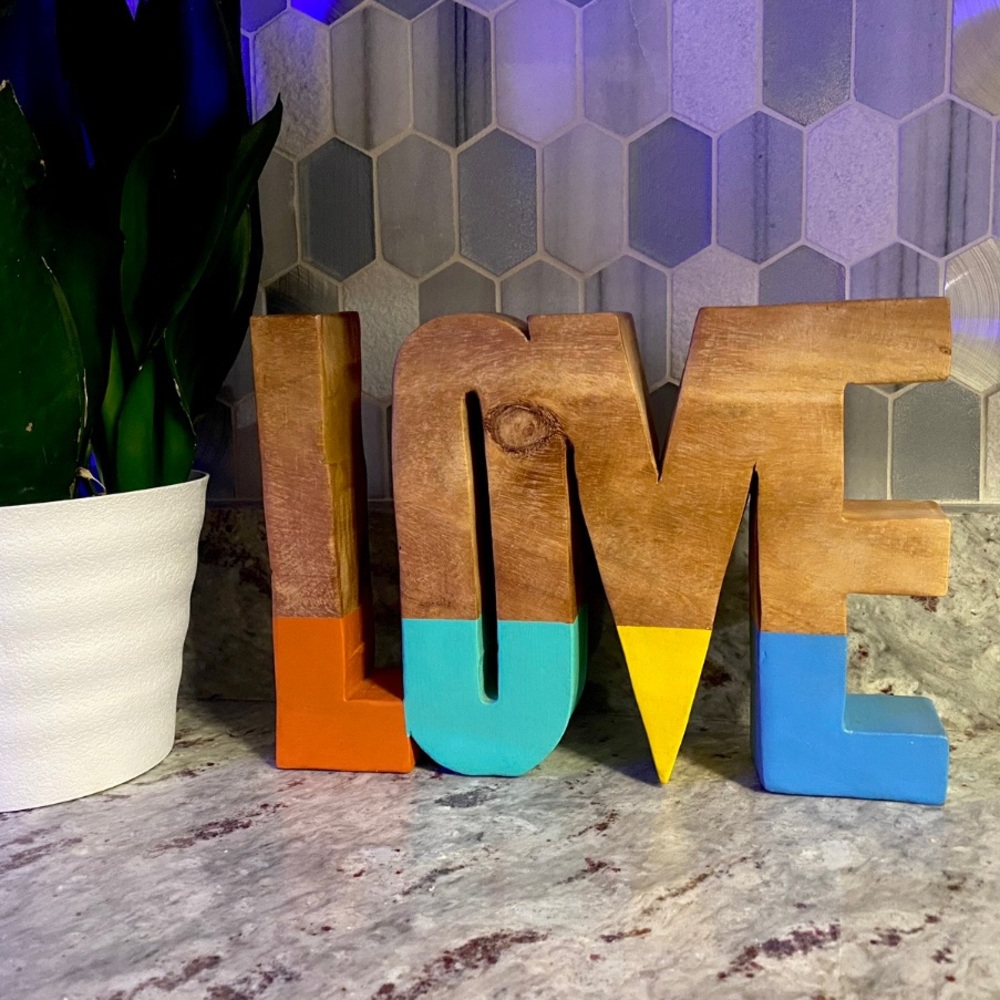 LOVE- wooden home decor 11”x 7.5”x 2”